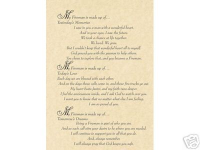 Fireman From Wife Poem Personalize Gift Firefighter  