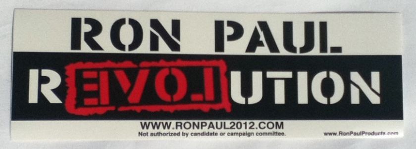 Ron Paul Revolution 2012 Bumper Sticker Decal NWO FED  