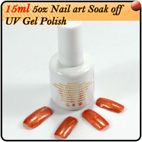 Nail Art Soak Off Glitter ORANGE UV Gel Polish 15ML B5C  