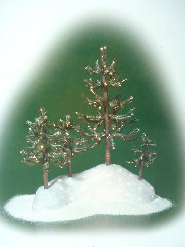 Dept 56 Village Fiber Optic Woods Green Trees (h95a)  