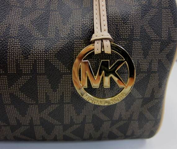 Authentic Michael Kors Grayson Brown MK Logo Large Satchel Bag  