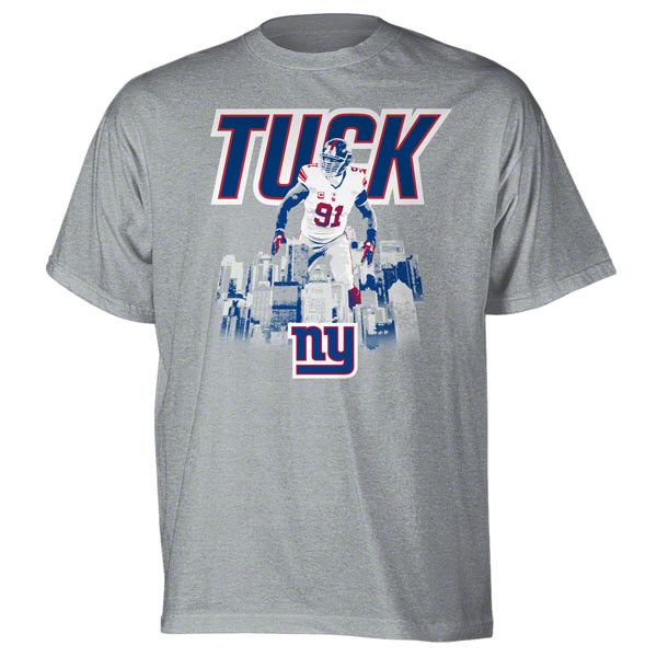 New York Giants Grey Reebok Justin Tuck Giant T Shirt  