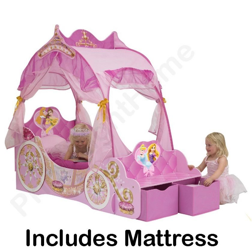 DISNEY PRINCESS CARRIAGE TODDLER BED + DELUXE MATTRESS  
