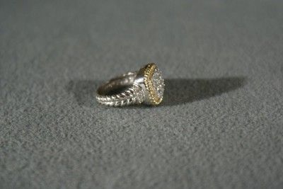   SILVER GOLD FANCY 26 ROUND CUT DIAMOND ETRUSCAN BAND RING 7  