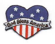 Patriotic/God Bless America Heart Embroid Iron On Patch  