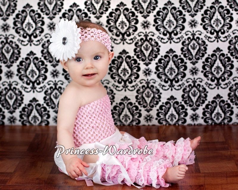 Baby Girl Pale Pink White Lace Leg Warmer Stocking Accessory For 