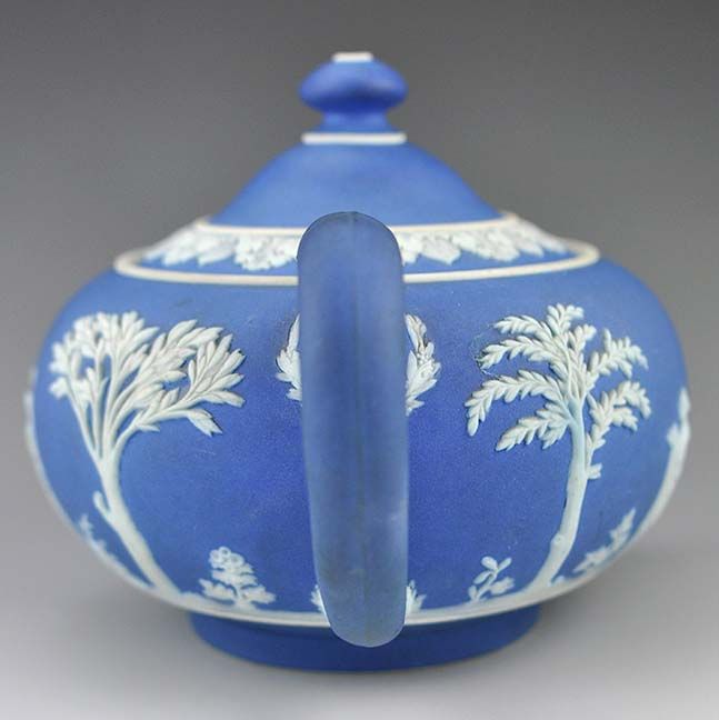Antique English Blue Jasperware Wedgwood Teapot 1870s  