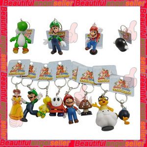 New 12PCS Set Super Mario Figures Bros Series Key Chain  