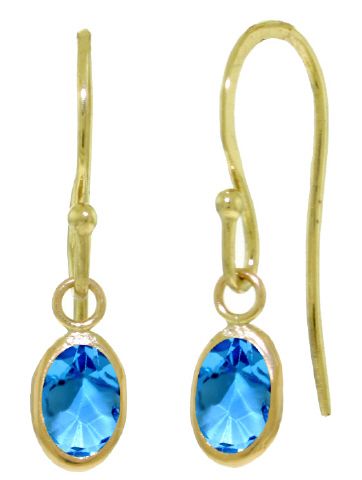   Oval Cut Gemstone Dangle Fish Hook Earrings in 14K Solid Gold  