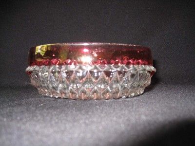 Indiana Glass Ruby Band Diamond Point Chip & Dip Bowl  