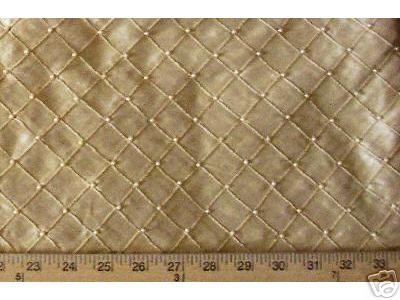 GOLD BEADED EMBROIDERED 50 INCH SILK DUPIONI $19.99/YD  