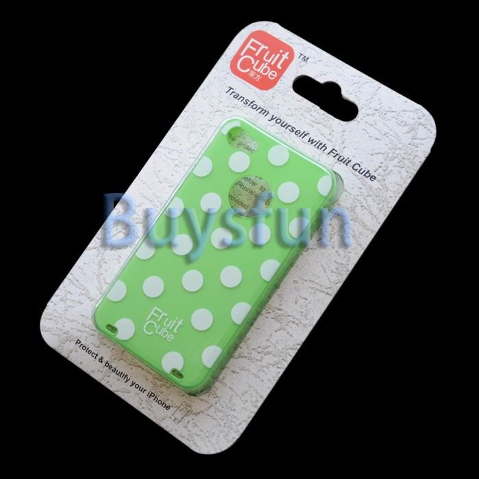 White Dot Style Green Hard Case Cover For Apple iPhone 4 4G 4S  